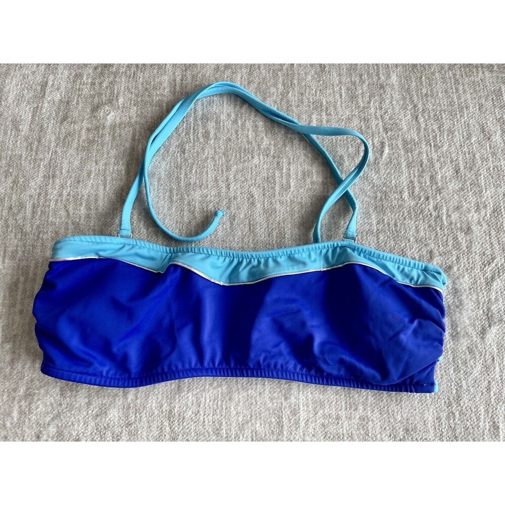 Venus Bright Blue Turquoise Strappy Back Bikini Halter Top Size 14 Large